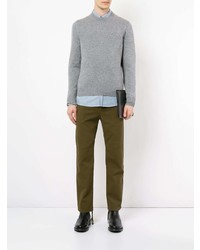 Мужской серый свитер с круглым вырезом от Drumohr