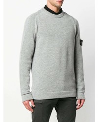 Мужской серый свитер с круглым вырезом от Stone Island