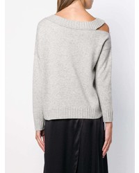 Женский серый свитер с круглым вырезом от Vince