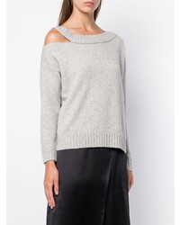 Женский серый свитер с круглым вырезом от Vince