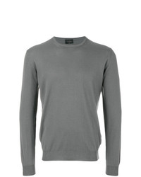Мужской серый свитер с круглым вырезом от Dell'oglio