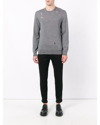 Мужской серый свитер с круглым вырезом от Alexander McQueen