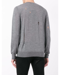 Мужской серый свитер с круглым вырезом от Alexander McQueen