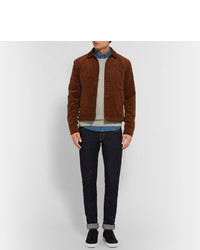 Мужской серый свитер с круглым вырезом от Oliver Spencer