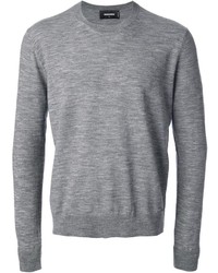 Мужской серый свитер с круглым вырезом от DSQUARED2