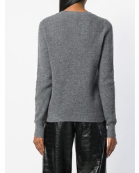 Женский серый свитер с круглым вырезом от Le Kasha