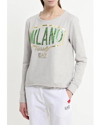 Женский серый свитер с круглым вырезом от EA7