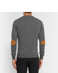 Мужской серый свитер с круглым вырезом от Saint Laurent