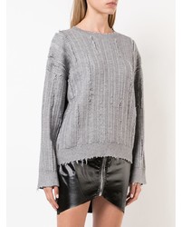 Женский серый свитер с круглым вырезом от RtA