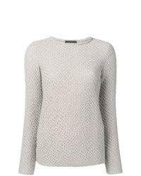 Женский серый свитер с круглым вырезом от Emporio Armani