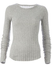 Женский серый свитер с круглым вырезом от Enza Costa