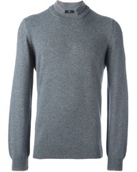 Мужской серый свитер с круглым вырезом от Fay