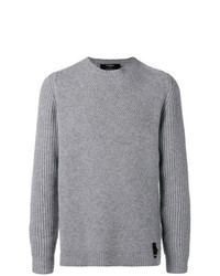 Мужской серый свитер с круглым вырезом от Fendi