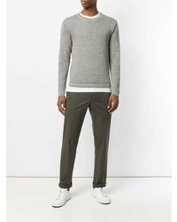 Мужской серый свитер с круглым вырезом от Jijibaba