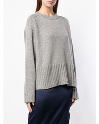 Женский серый свитер с круглым вырезом от 6397