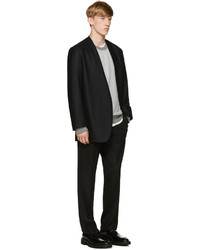 Мужской серый свитер с круглым вырезом от Wooyoungmi