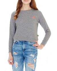 Женский серый свитер с круглым вырезом от Grezzo