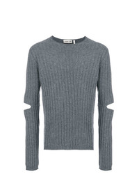 Мужской серый свитер с круглым вырезом от Helmut Lang