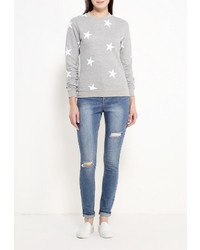 Женский серый свитер с круглым вырезом от Influence