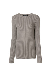 Женский серый свитер с круглым вырезом от Iris von Arnim