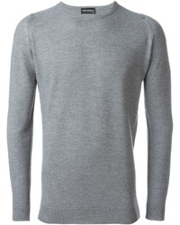 Мужской серый свитер с круглым вырезом от John Smedley