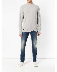 Мужской серый свитер с круглым вырезом от Diesel