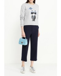 Женский серый свитер с круглым вырезом от Karl Lagerfeld