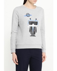 Женский серый свитер с круглым вырезом от Karl Lagerfeld
