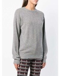Женский серый свитер с круглым вырезом от Prada