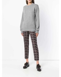 Женский серый свитер с круглым вырезом от Prada