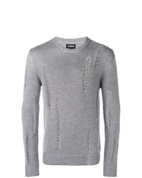 Мужской серый свитер с круглым вырезом от Les Hommes