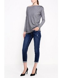 Женский серый свитер с круглым вырезом от Liu Jo