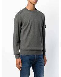 Мужской серый свитер с круглым вырезом от Stone Island