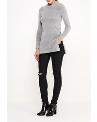 Женский серый свитер с круглым вырезом от LOST INK