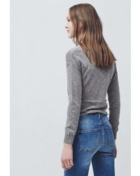 Женский серый свитер с круглым вырезом от Mango