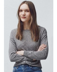 Женский серый свитер с круглым вырезом от Mango