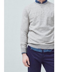 Мужской серый свитер с круглым вырезом от Mango Man