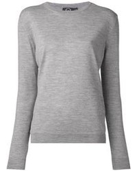 Женский серый свитер с круглым вырезом от McQ by Alexander McQueen