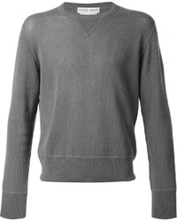 Мужской серый свитер с круглым вырезом от Michael Bastian