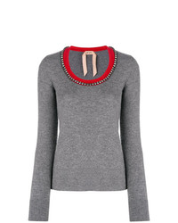 Женский серый свитер с круглым вырезом от N°21