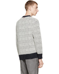 Мужской серый свитер с круглым вырезом от Thom Browne