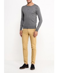 Мужской серый свитер с круглым вырезом от New Brams