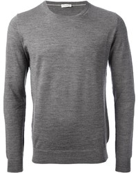 Мужской серый свитер с круглым вырезом от Paolo Pecora