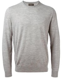 Мужской серый свитер с круглым вырезом от Paul Smith