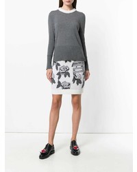 Женский серый свитер с круглым вырезом от Thom Browne