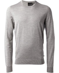 Мужской серый свитер с круглым вырезом от Philipp Plein