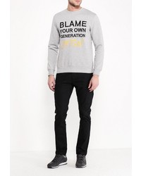 Мужской серый свитер с круглым вырезом от Piazza Italia