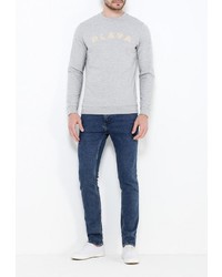 Мужской серый свитер с круглым вырезом от Piazza Italia