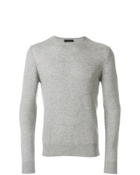 Мужской серый свитер с круглым вырезом от Prada
