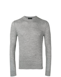 Мужской серый свитер с круглым вырезом от Prada